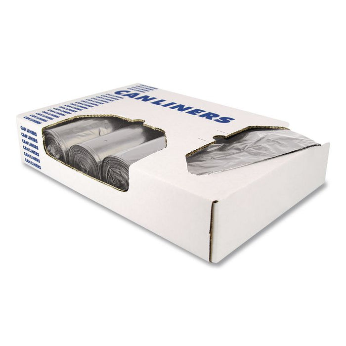Linear Low-Density Can Liners, 56 gal, 1.7 mil, 43" x 48", Silver, 50/Carton