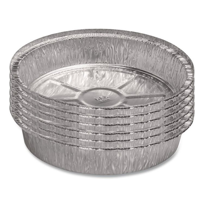 Round Aluminum Containers, 32 oz, 9.03" Diameter x 1.25" h, Silver, 500/Carton