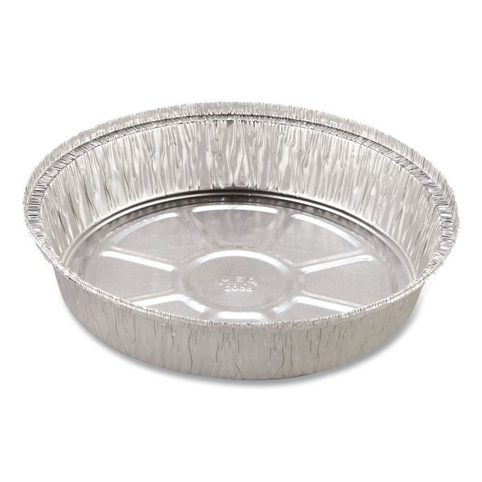 Round Aluminum Containers, 32 oz, 9.03" Diameter x 1.25" h, Silver, 500/Carton