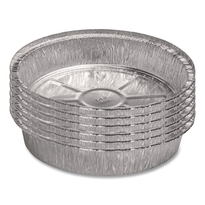 Round Aluminum Container, 48 oz, 9" Diameter x 1.66" h, Silver, 500/Carton