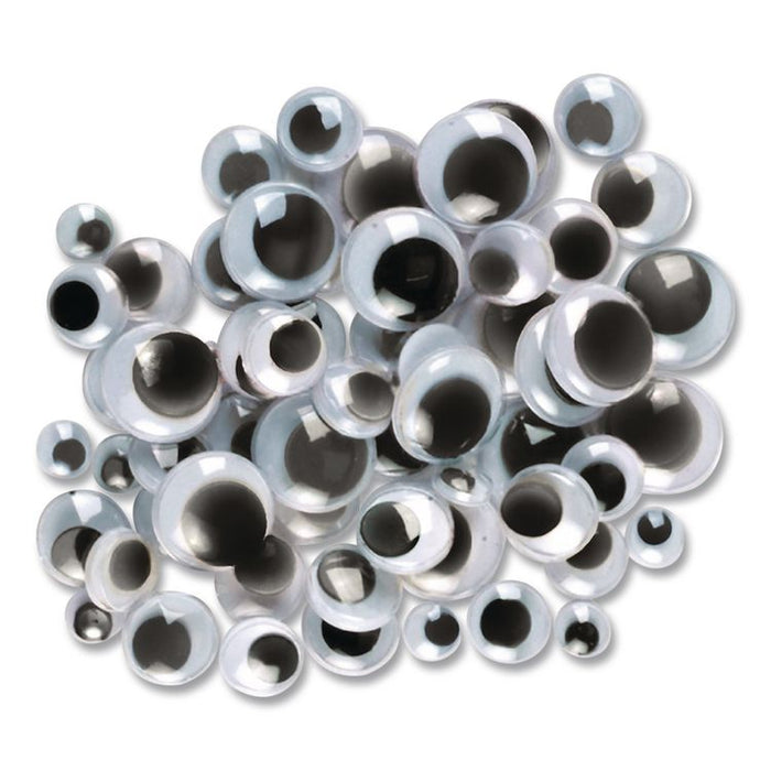 Wiggle Eyes Assortment, 0.27", 0.39", 0.47", 0.59", Black, 100/Pack