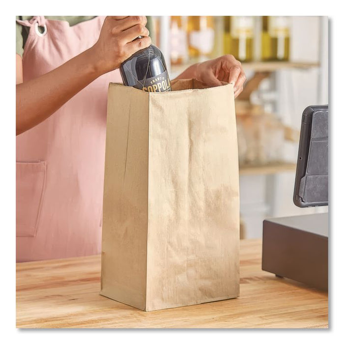 Grocery Paper Bags, 25# Squat Size, 40# Basis Weight, 8.25" x 5.25" x 16.13", Kraft, 500/Bundle