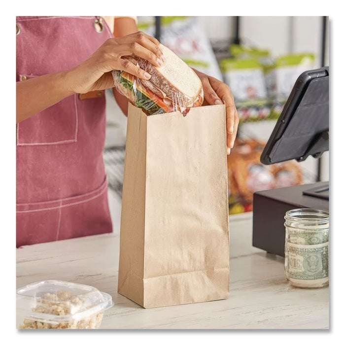 Grocery Paper Bags, 6# Size, Extra-Heavy-Duty, 50# Basis Weight, 5.88" x 3.63" x 11", Kraft, 500/Bundle