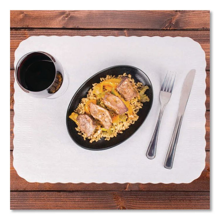 Scalloped Edge Traymat, Smooth Surface, 16.63" x 12.75", White, 1,000/Carton
