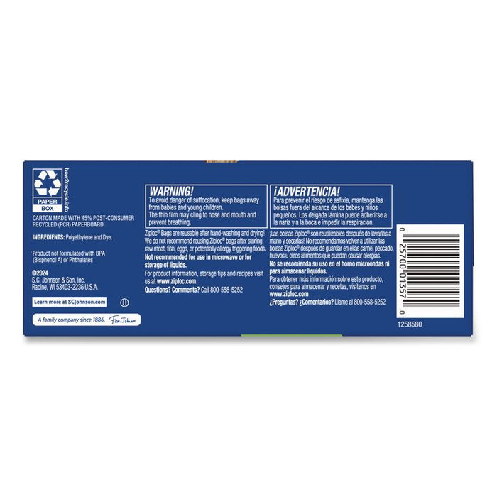Resealable Sandwich Bags, 6.5" x 5.88", Clear, 105 Bags/Box, 12 Boxes/Carton