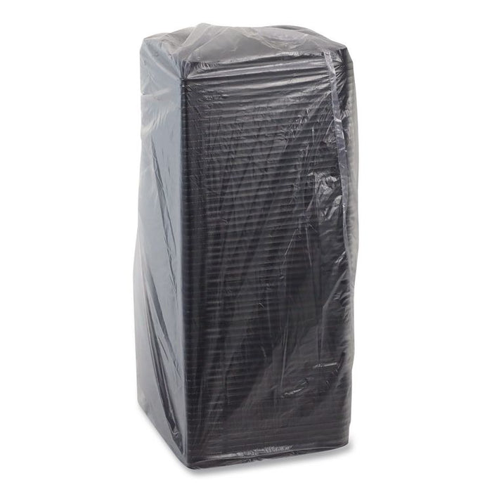 Recycled Plastic Container, 6 x 6 Brownie Container, 7.5 x 7.5 x 0.56, Black, Plastic, 195/Carton