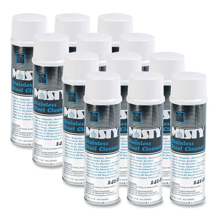 Stainless Steel Cleaner and Polish, 15 oz Aerosol Spray, 12/Carton