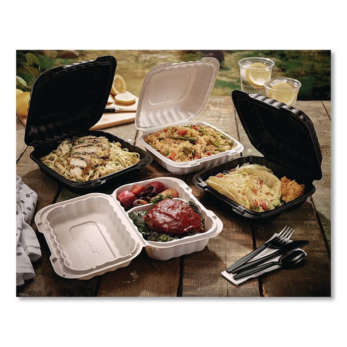 EarthChoice SmartLock Microwavable MFPP Hinged Lid Container, 9 x 9 x 3.1, White, Plastic, 120/Carton