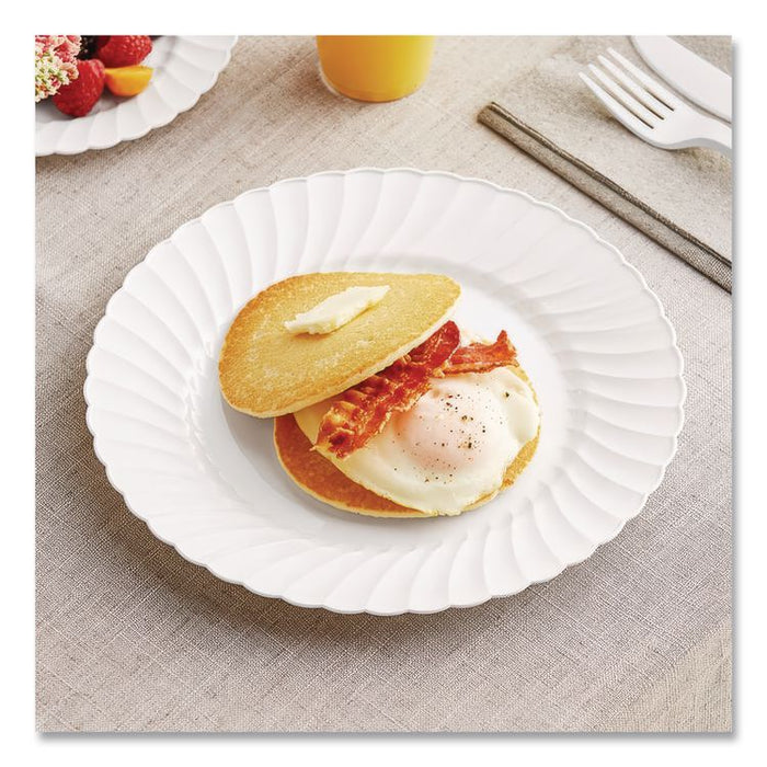 Classicware Plastic Dinnerware, Plates, 9" dia, White, 12/Bag, 15 Bags/Carton