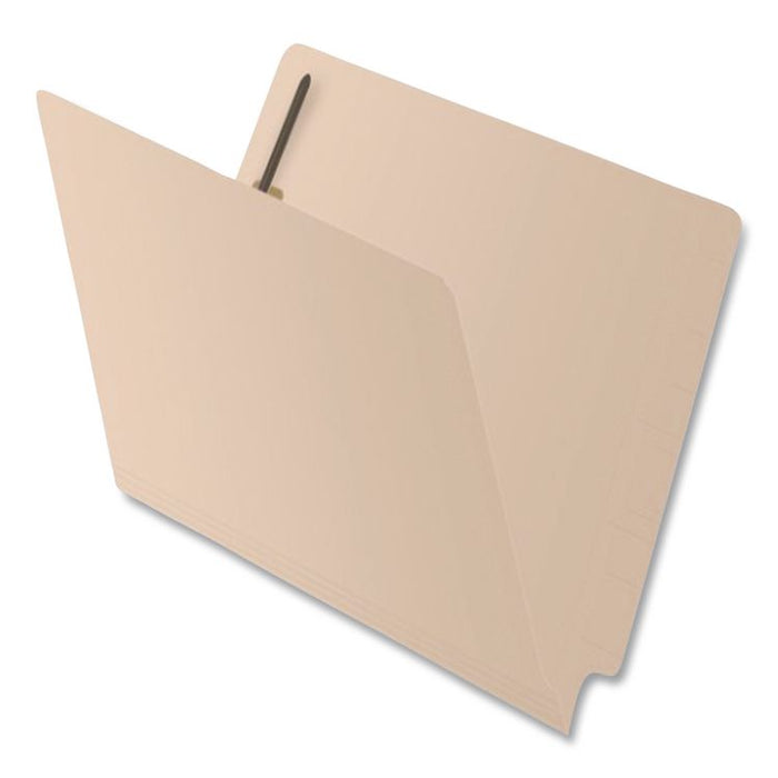 Heavy-Duty Slash Pocket End Tab Fastener Folders, Straight Tab, 1 Fastener, Letter Size, Manila, 50/Box
