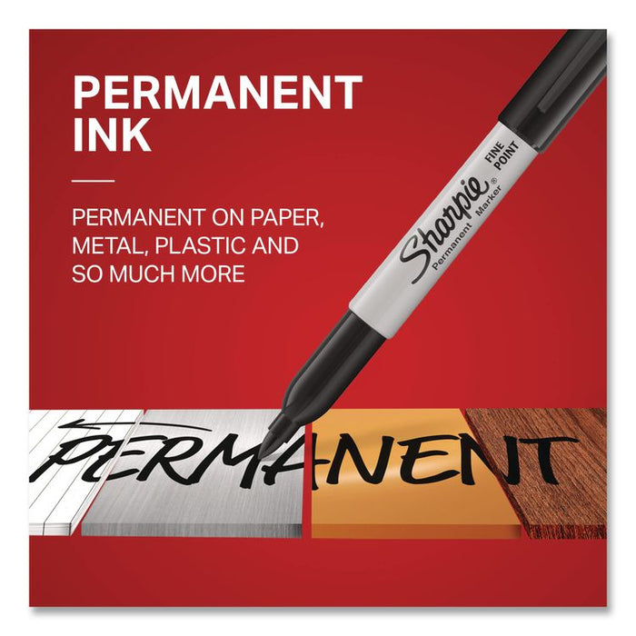 Fine Tip Permanent Marker, Fine Bullet Tip, Black, 5/Pack