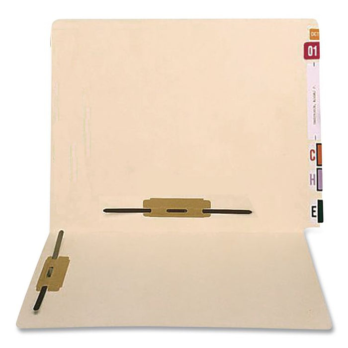 Heavy-Duty End Tab Fastener Folders, Expands 0.75", 2 Fasteners: Horizontal/Vertical , Letter Size, Manila, 250/Box