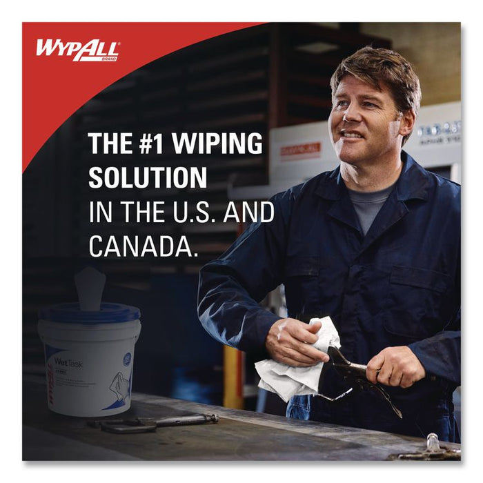Power Clean Wipers for Solvents WetTask Customizable Wet Wiping System, 6 x 12, Unscented, 95/Roll, 6 Rolls/1 Bucket/Carton