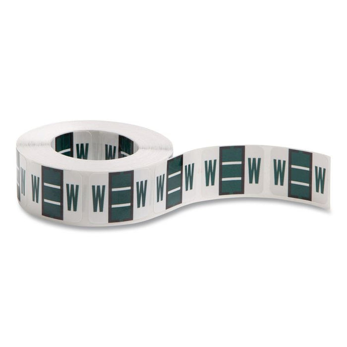 A-Z Color-Coded End Tab Filing Labels, W, 1 x 1.25, White, 500/Roll