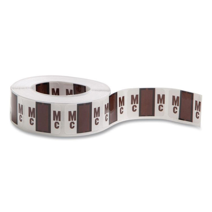 A-Z Color-Coded End Tab Filing Labels, Mc, 1 x 1.25, White, 500/Roll