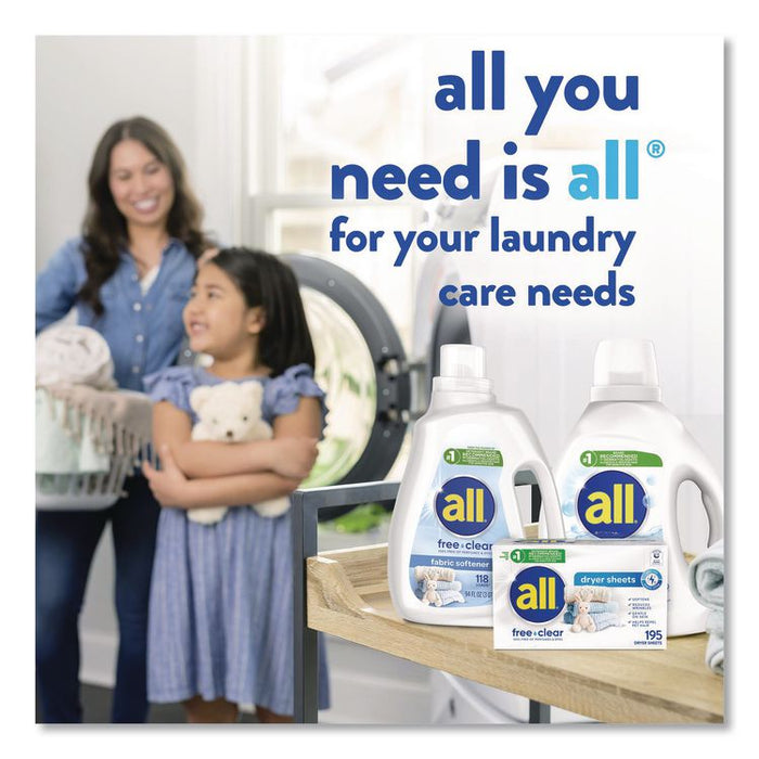 Free Clear Dryer Sheets, Fragrance Free, 195 Sheets/Pack, 6 Packs/Carton