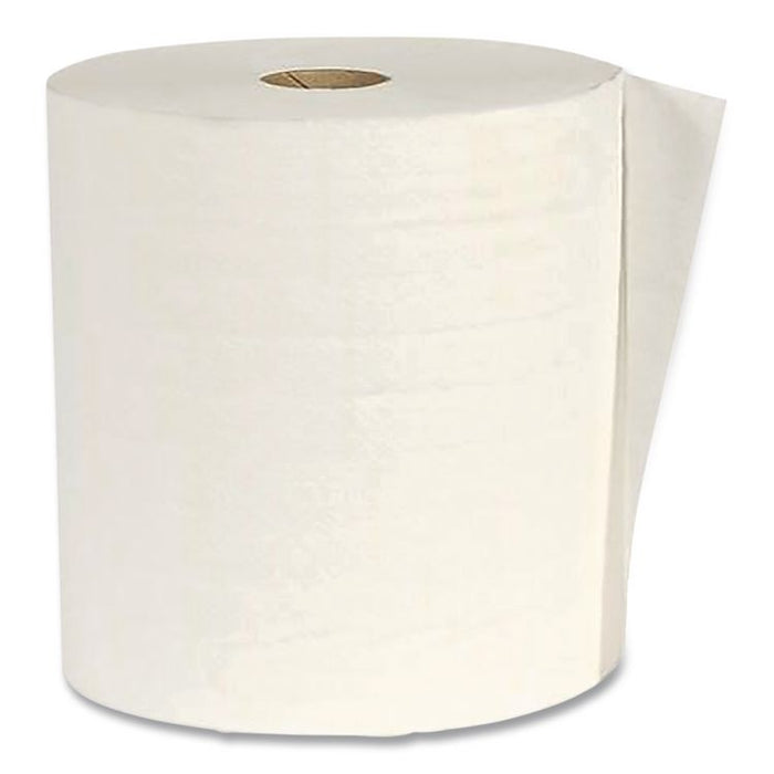 Hardwound Paper Towel Roll, Eco Green Paper, 1-Ply, 7.88" x 800 ft, White, 6/Carton