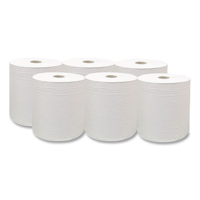 Hardwound Paper Towel Roll, Eco Green Paper, 1-Ply, 7.88" x 800 ft, White, 6/Carton
