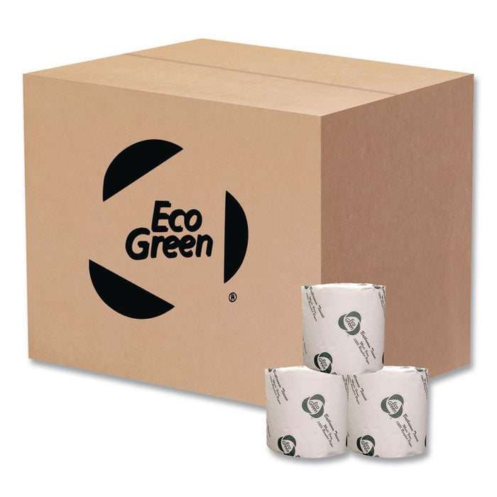 Recycled Two-Ply Standard Toilet Paper, Septic Safe, White, 600 Sheets/Roll, 48 Rolls/Carton