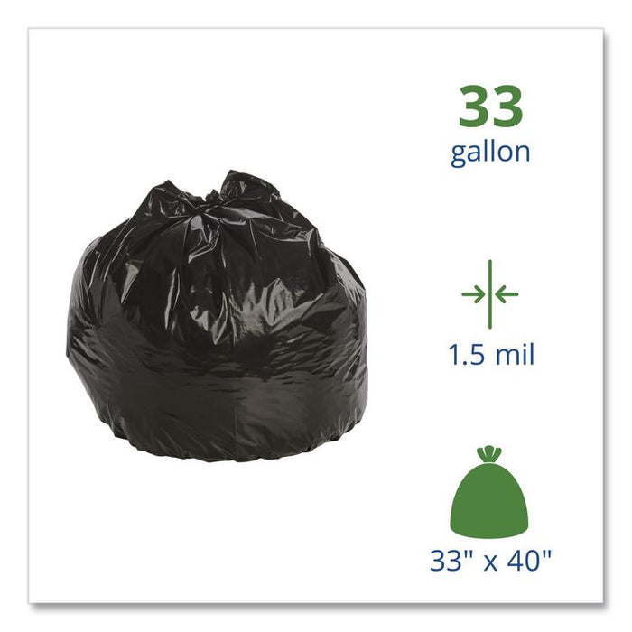 Total Recycled Content Plastic Trash Bags, 33 gal, 1.5 mil, 33" x 40", Black/Brown, 100/Carton