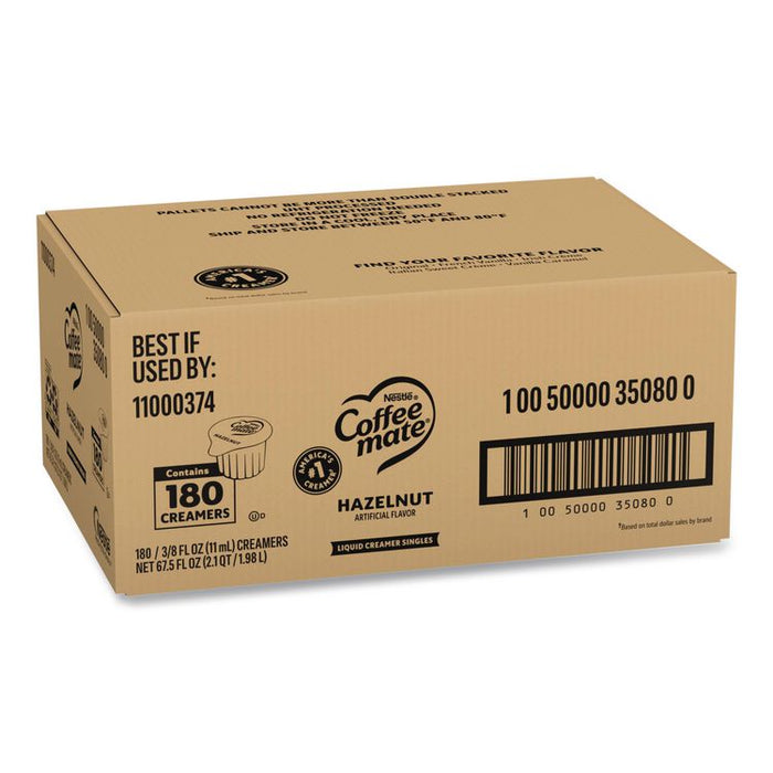 Liquid Coffee Creamer, Hazelnut, 0.38 oz Mini Cups, 180/Carton