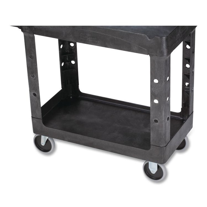 BRUTE Heavy-Duty Utility Cart with Lipped Shelves, Plastic, 2 Shelves, 500 lb Capacity, 17.13" x 38.5" x 38.88", Black