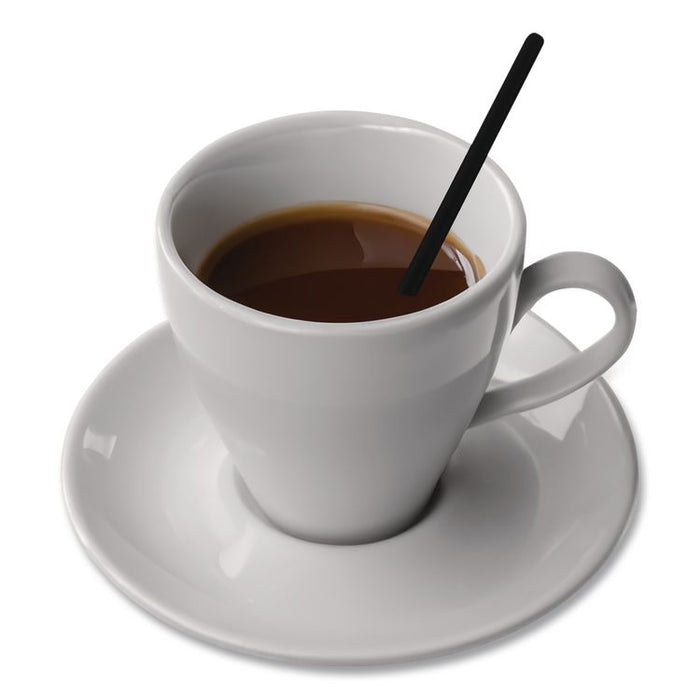 Unwrapped Round Stirrers, 7.75", Polypropylene, Black, 500/Pack