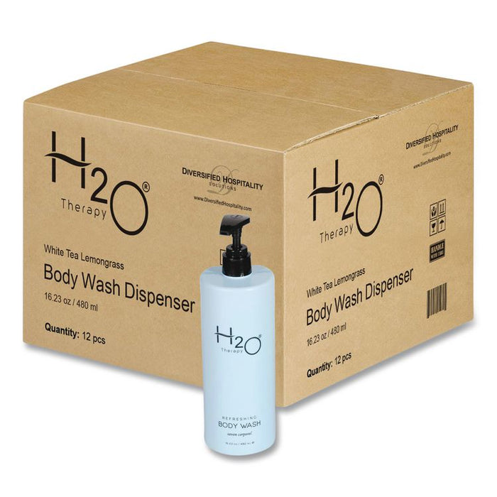 H2O Therapy Body Wash Air Pump, White Tea and Lemongrass Scent, 16.23 oz Bottle, 12/Carton