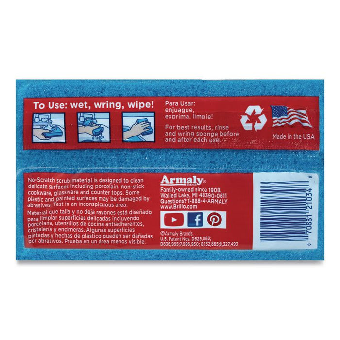 Estracell No Scratch Kitchen Sponges, 4.5 x 2.75, 1" Thick, Blue, 3 Sponges/Pack, 8 Packs/Carton