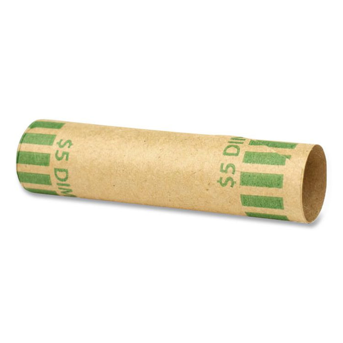Gunshell Crimped-End Coin Wrapper, Dimes, Green/Kraft, 1,000/Carton