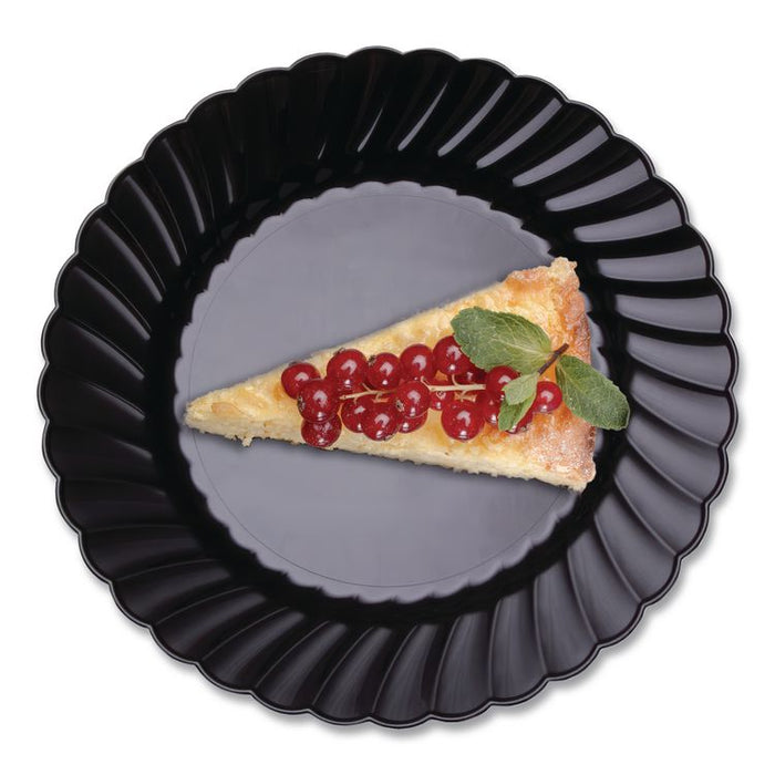 Classicware Plastic Plates, 6" dia, Black, 10/Pack, 18 Packs/Carton
