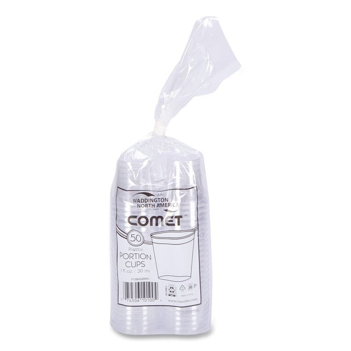 Comet Plastic Portion/Shot Glass, 1 oz, Clear, 50/Pack, 50 Packs/Carton