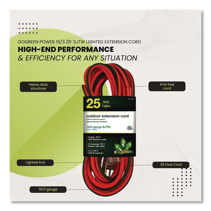 16 AWG Outdoor Extension Cord, 25 ft, 13 A, Orange