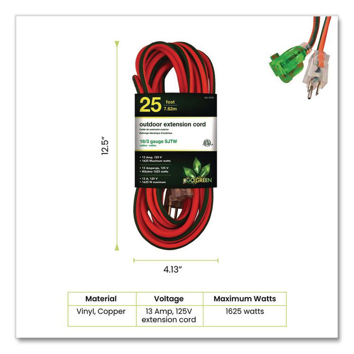 16 AWG Outdoor Extension Cord, 25 ft, 13 A, Orange