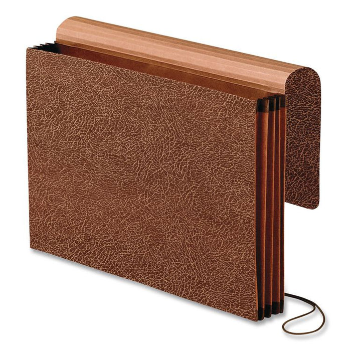 Premium Reinforced Expanding Wallet, 3.5" Expansion, 1 Section, Elastic Cord Closure, Legal Size, Red Fiber, 5/Box