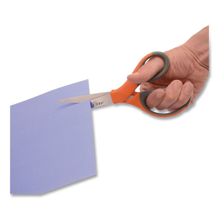 Elite Series Stainless Steel Shears, 8" Long, 3.5" Cut Length, Straight Orange Handle