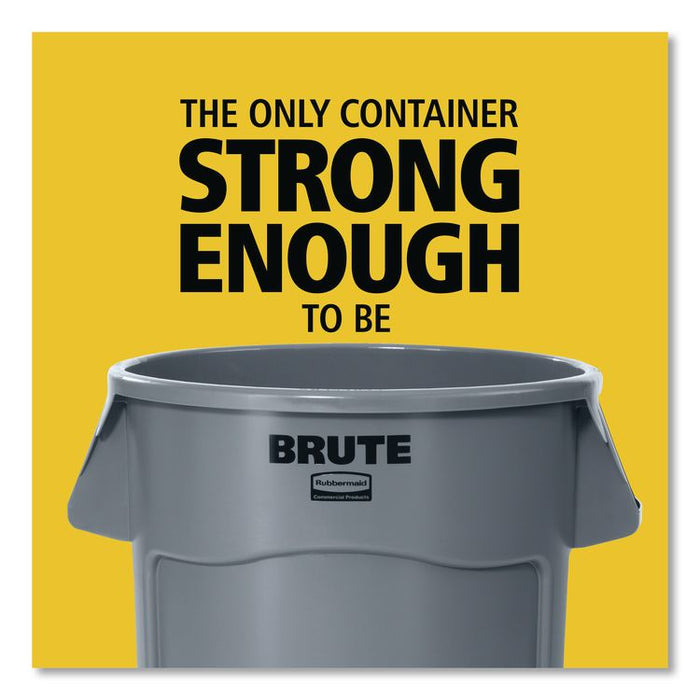 Vented Round Brute Container, 10 gal, Plastic, Dark Green