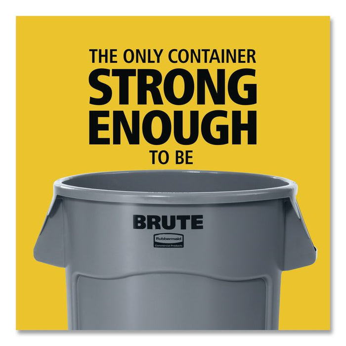 Vented Round Brute Container, 32 gal, Plastic, Black, 6/Carton