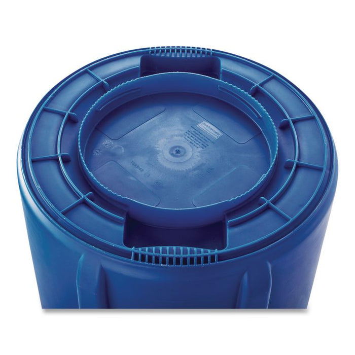 Vented Round Brute Container, 44 gal, Plastic, Blue