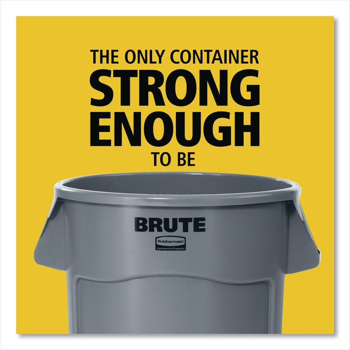 Vented Round Brute Container, 55 gal, Plastic, Red, 3/Carton