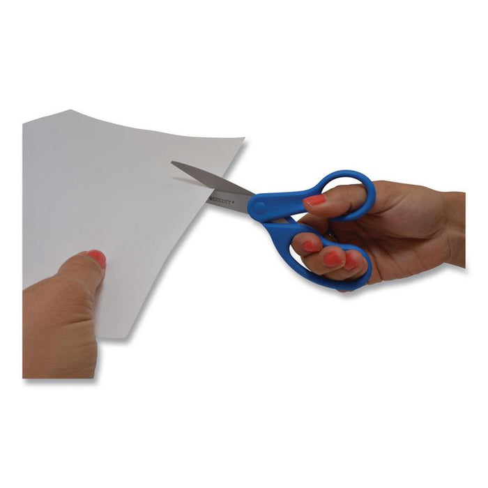 Preferred Line Stainless Steel Scissors, 8" Long, 3.5" Cut Length, Straight Blue Handle