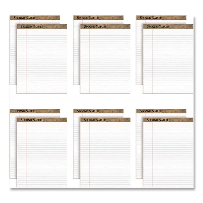 Second Nature Recycled Ruled Pads, Wide/Legal Rule, (50) White 8.5 x 11 Sheets, Dozen
