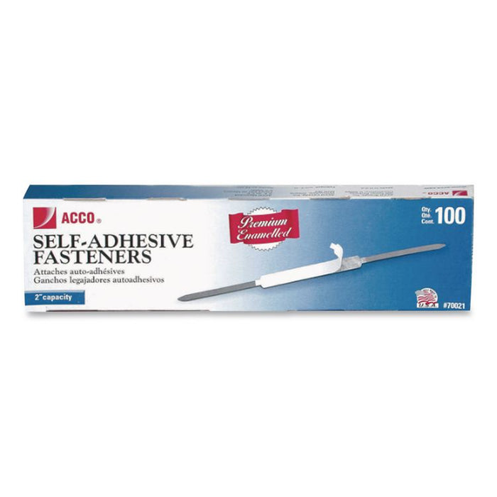 Premium Self-Adhesive Two-Prong Paper Fastener Bases, 2" Capacity, 2.75" Center to Center, Brown, 100/Box