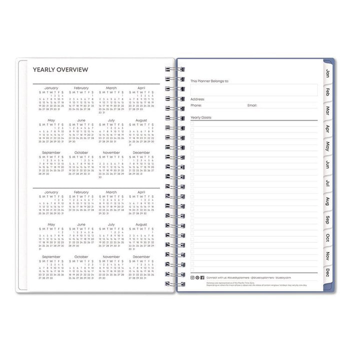 Lindley Weekly/Monthly Planner, Lindley Floral Artwork, 8 x 5, White/Blue/Green Cover, 12-Month (Jan to Dec): 2026