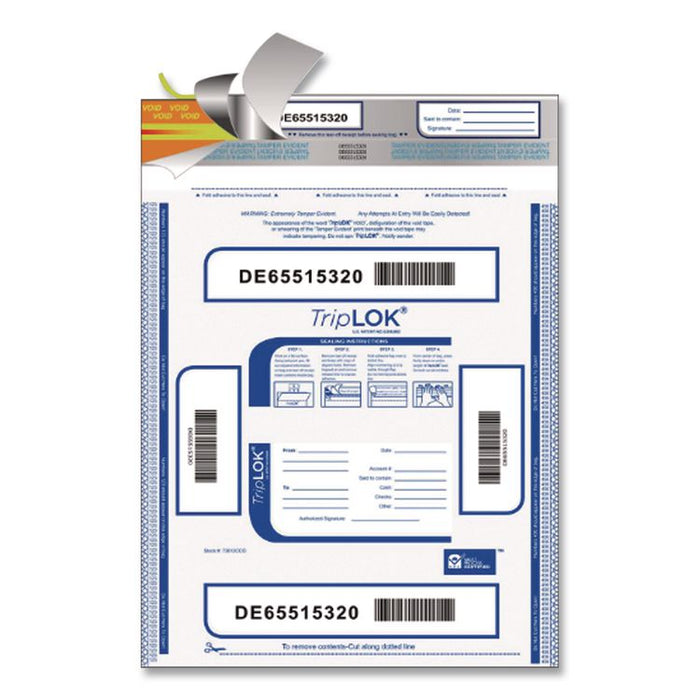 Deposit Bag, Plastic, 12" x 16", White, 100/Pack