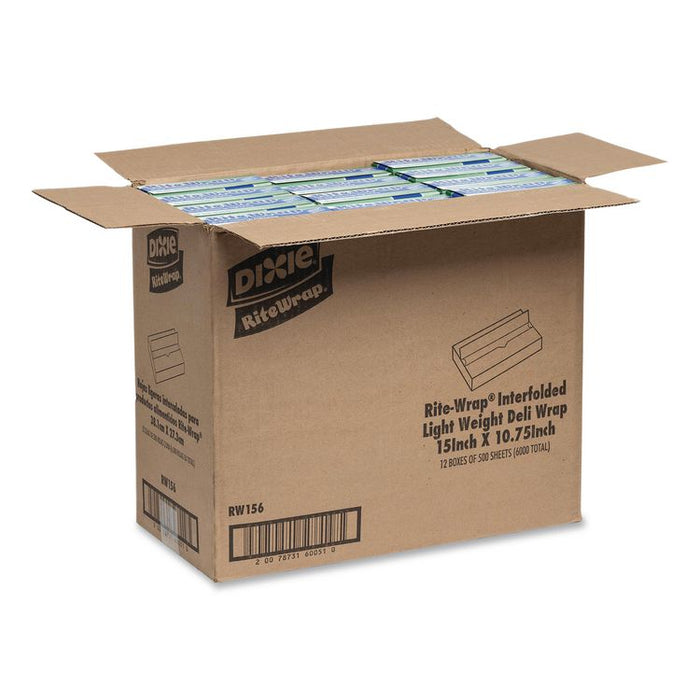 Dry Wax Light Weight Deli Paper, 15.12 x 10.75, 500/Pack, 12 Packs/Carton