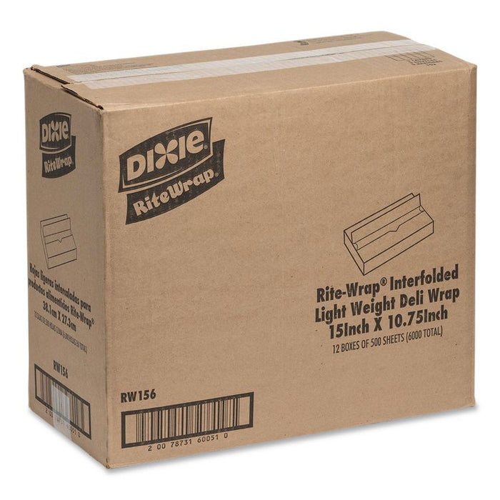 Dry Wax Light Weight Deli Paper, 15.12 x 10.75, 500/Pack, 12 Packs/Carton