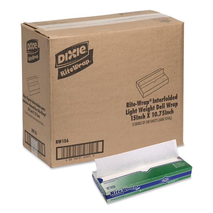 Dry Wax Light Weight Deli Paper, 15.12 x 10.75, 500/Pack, 12 Packs/Carton