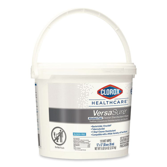 VersaSure Cleaner Disinfectant Wipes, 1-Ply, 12 x 12, Fragranced, White, 110/Bucket, 2 Buckets/Carton