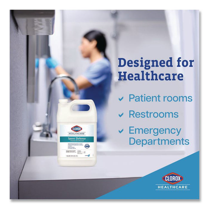 Spore Defense Cleaner Disinfectant, Closed System, Unscented, 1 gal Refill Bottle, 4/Carton
